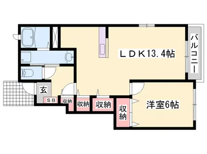 キャッスル・ミニヨン(1LDK/1階)の間取り写真