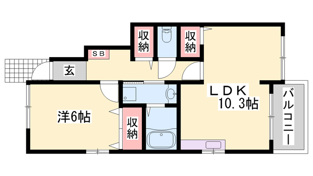 エストアロッジオ(1LDK/1階)の間取り写真