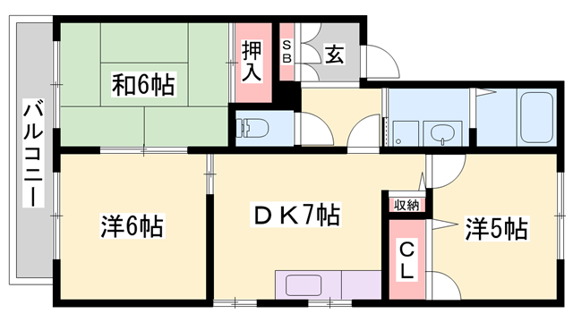 マウントパレス A棟(3DK/2階)の間取り写真