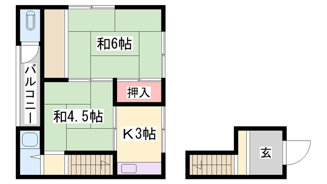 伊伝居土居アパート(2K/1階)の間取り写真