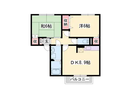 セジュール中津(2DK/1階)の間取り写真
