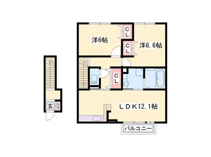 グランヒル青山(2LDK/2階)の間取り写真