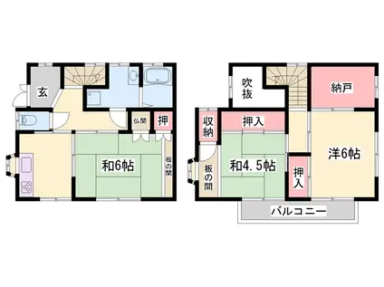 播但線 野里駅 徒歩22分 2階建 築31年(3DK)の間取り写真