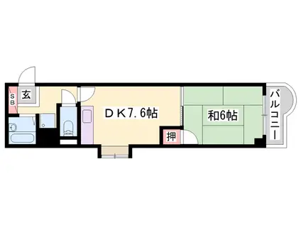 ホワイトシャトー小林(1DK/2階)の間取り写真