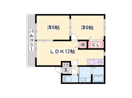 フルーレ(2LDK/2階)の間取り写真