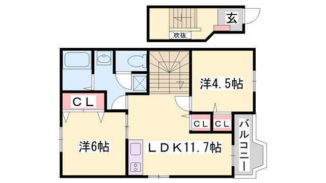 ソレイユ東山1(2LDK/2階)の間取り写真