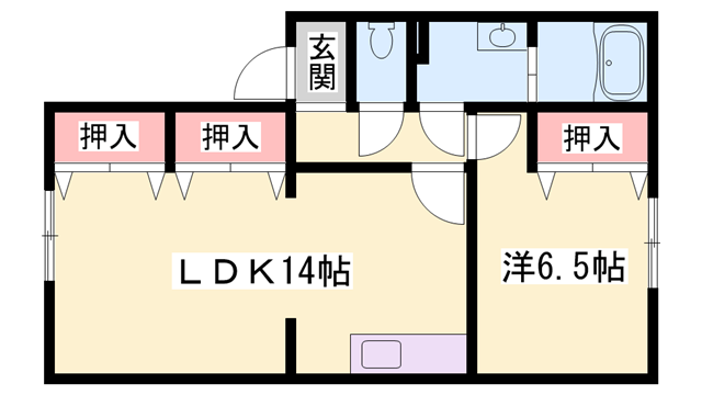 プルメリア(1LDK/2階)の間取り写真