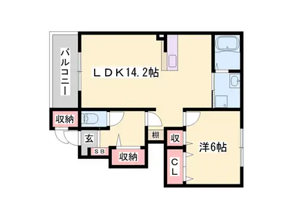 セレーノ・KⅡ(1LDK/1階)の間取り写真