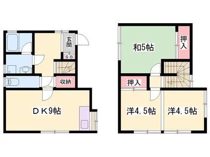 播但線 新野駅(兵庫) 徒歩32分 2階建 築28年(3DK)の間取り写真