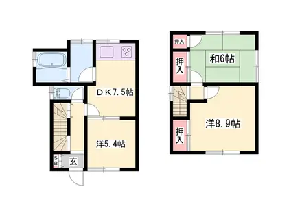 播但線 福崎駅 徒歩38分 2階建 築40年(3DK)の間取り写真