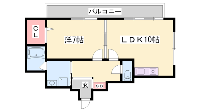 KEIマンション(1LDK/6階)の間取り写真