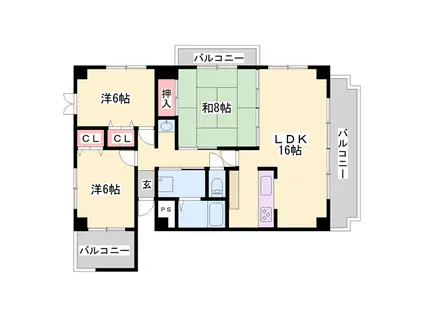 コーポ堂の前(3LDK/1階)の間取り写真