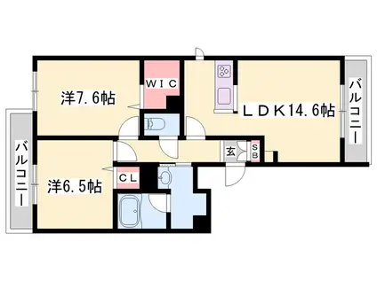 カーサパレルモ(2LDK/2階)の間取り写真