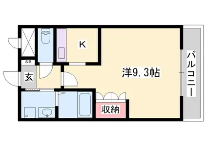 ツインズコート相生壱番館(1K/1階)の間取り写真