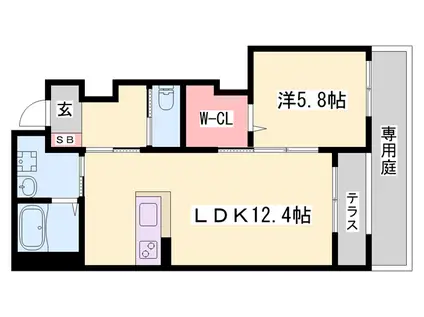 ウィステリア北条(1LDK/1階)の間取り写真