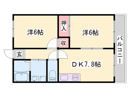 メゾン大半田(2DK/2階)の間取り写真