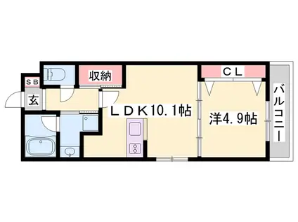 リフィールド東姫路駅前(1LDK/1階)の間取り写真