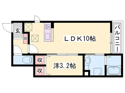 レーヴ・フルリール3(1LDK/1階)の間取り写真
