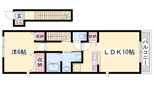 グラースアンジュD(1LDK/2階)の間取り写真
