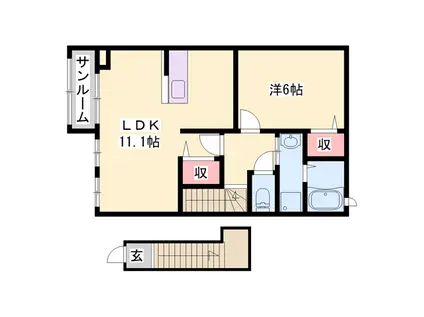 パニエ・ド・フルールⅡB(1LDK/2階)の間取り写真