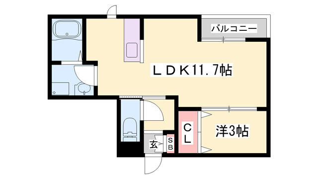 MAISON BLANCHE(1LDK/3階)の間取り写真