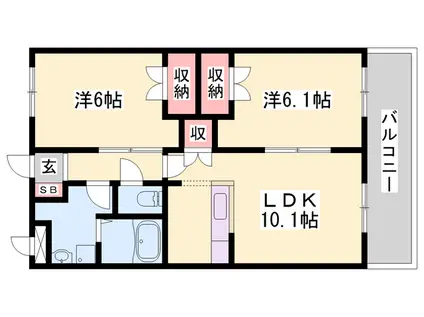 ピアコートエバー(2LDK/2階)の間取り写真