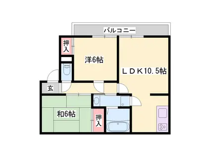 チェルニー英賀保Ⅰ(2LDK/1階)の間取り写真