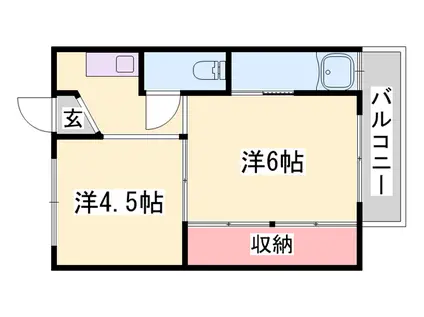 ビレッジハウス朝日ヶ丘(2K/2階)の間取り写真