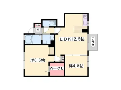 メゾンドハーモニーⅢ(2LDK/1階)の間取り写真