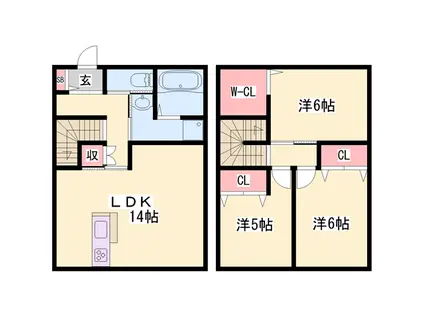 山陽本線 上郡駅 徒歩14分 2階建 築12年(3LDK)の間取り写真