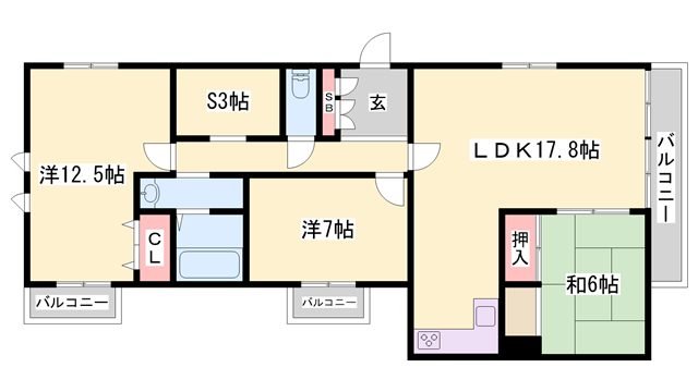 カンフォートやすむろ(3SLDK/3階)の間取り写真
