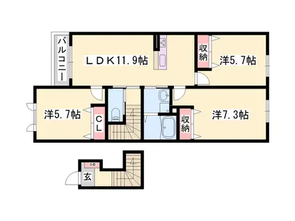 ラ・グリシーヌ(3LDK/2階)の間取り写真