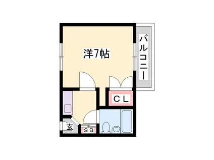 シャンⅠ(ワンルーム/2階)の間取り写真