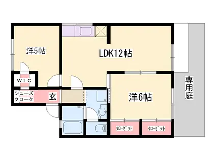 アマリージュ北八代(2LDK/1階)の間取り写真