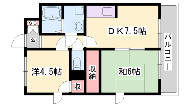 アスミー(2DK/2階)の間取り写真