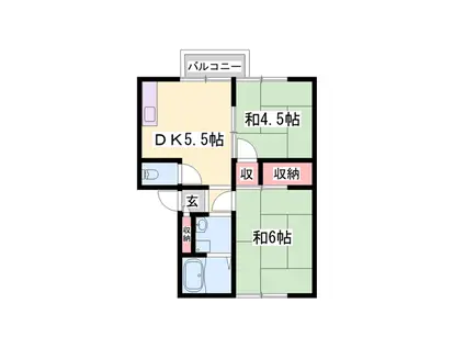 アーバンハイツ東加古川(2DK/2階)の間取り写真