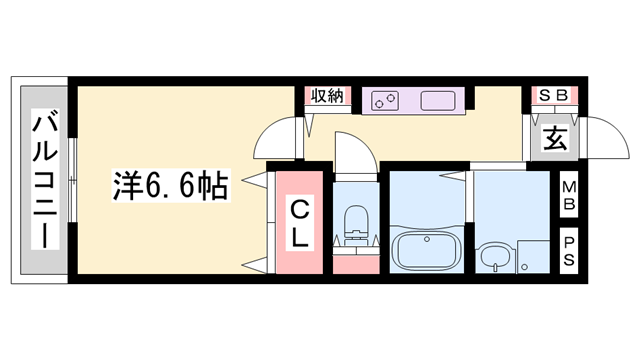 ハイツ中浜(1K/1階)の間取り写真