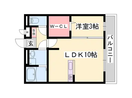 ノア東山A棟A棟(1LDK/2階)の間取り写真