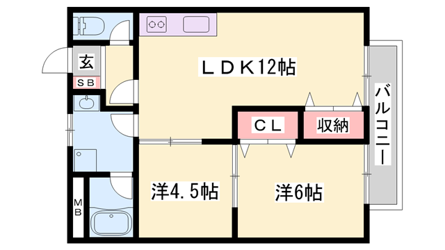 パルネット蓼野(2LDK/2階)の間取り写真