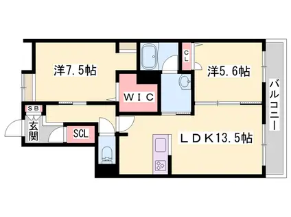 WEAVE BASE -UENO ノース(2LDK/2階)の間取り写真