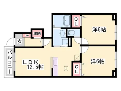 アンジュT(2LDK/1階)の間取り写真