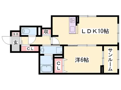 フェリア垣内(1LDK/1階)の間取り写真