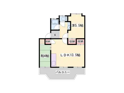 岡﨑コーポ(2LDK/2階)の間取り写真