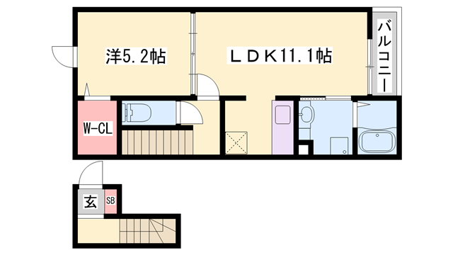 パイン ビレッジ(1LDK/2階)の間取り写真