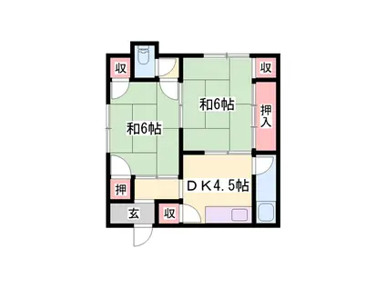 吉田荘(2DK/2階)の間取り写真