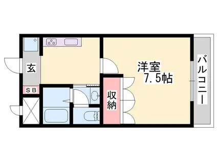 グランディール姫路(1K/1階)の間取り写真