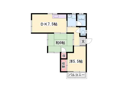 サンハイツ尾上(2DK/2階)の間取り写真