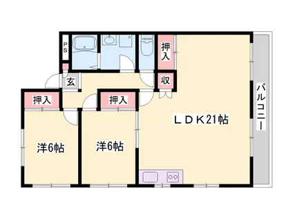 プラザ澤田(2LDK/2階)の間取り写真