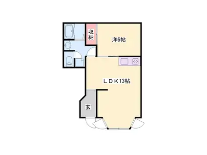 ソレアード(1LDK/1階)の間取り写真