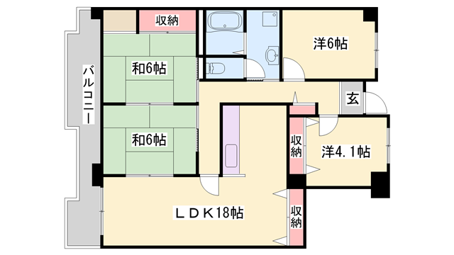 第8恵美酒マンション(4LDK/4階)の間取り写真